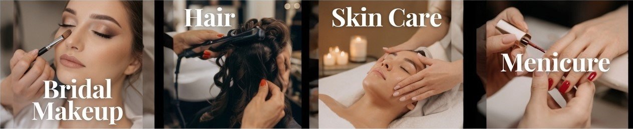 Bridal makeup, hair, skin care, and manicure services